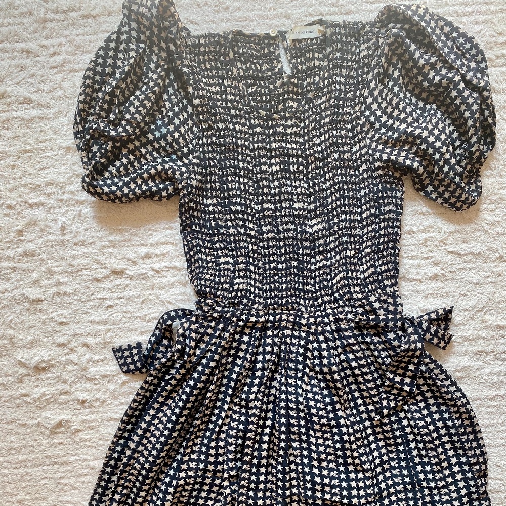 Isabel Marant balloon short sleeve smock short dress with tie sz 39/sm/4